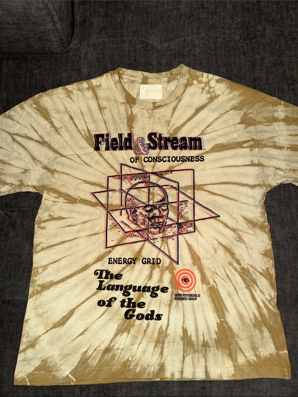 Field & Stream Tan Tie-Dye Energy Grid Graphic Tee